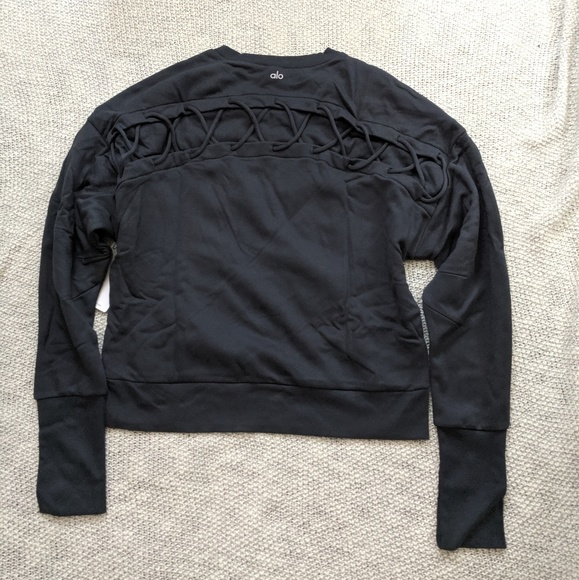 ALO Hook-up Lattice Long Sleeve Pullover Sweater L - Picture 7 of 8